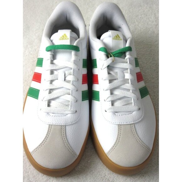 Adidas Men\'s VL Court 3.0 Skate Casual Shoes White Red Green Sizes NIB